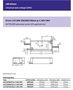 Tridonics 28002249ไฟ LED 20W แบบตัดเฟส350MA ที่ตั้งแห้งและชื้น - Product Image 3