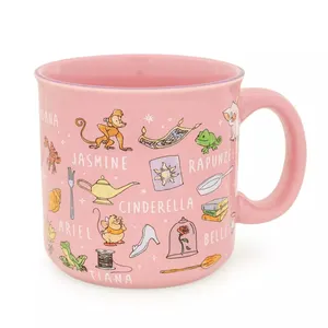 Taza de té de cerámica con mango, taza de café de porcelana de color rosa