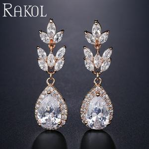 Boucles d'oreilles en forme de poire en cristal de zircon bleu plaqué noir rakol EP2483 - Product Image 5