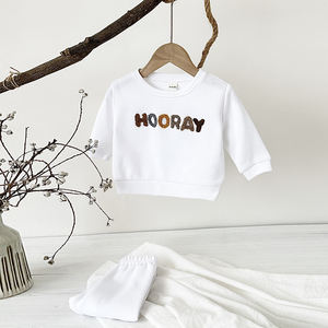 Abbigliamento Autunnale e Primaverile per Neonati All'ingrosso, Completo da 2 Pezzi in Cotone con Lettera Ricamata, Tuta Sportiva Casual per Bambini - Product Image 3