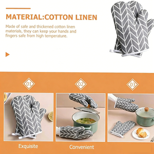 Gants de cuisine en coton avec logo personnalisé, résistants à la chaleur, <span class=keywords><strong>pour</strong></span> la cuisine, la pâtisserie, le micro-ondes, la manipulation des casseroles, des poêles chaudes - Product Image 4