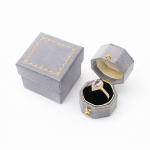 Classic Ring Box Luxury Custom Shape Flip Top Jewelry Gift Box Velvet Insert Foil Stamping Custom Logo for Jewelry Packaging - Product Image 2