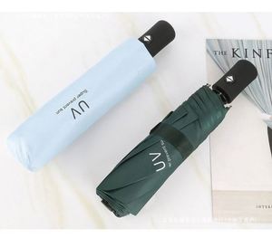 Promotional Three-Folding Plastic Handle Custom Logo <b>Umbrella</b>-Compact Portable Semi-Automatic <b>Windproof</b> Business Gift - Product Image 6