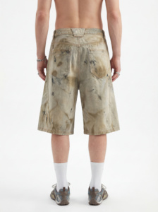 กางเกงยีนส์เดนิมสีเหลืองโคลนทรงหลวมเอวกลางสไตล์วินเทจสำหรับผู้ชาย พิมพ์ลายสาดสี ระบายอากาศได้ดี เป็นมิตรกับสิ่งแวดล้อม ผ้าถัก เหมาะสำหรับฤดูร้อน - Product Image 3