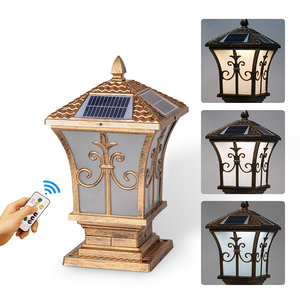 Pilier lumière extérieure voie lumières 3 couleurs Dimmable <span class=keywords><strong>télécommande</strong></span> lumière de jardin pour porte nouveau 10W <span class=keywords><strong>solaire</strong></span> alimenté <span class=keywords><strong>extérieur</strong></span> LED 80 - Product Image 3