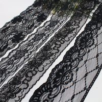Ruban de dentelle noire florale non élastique de 7 cm de large, bordure festonnée pour la décoration de vêtements, couture de robes, vente en gros