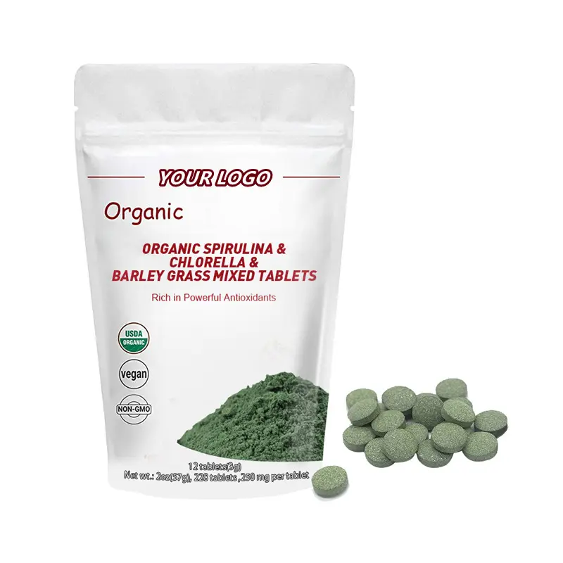 Comprimidos de grama de cloro e grama, granel, gmp certificado orgânico & cloro & barley