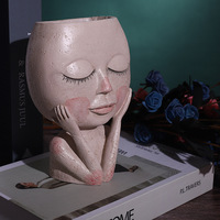Joli pot de fleurs fantaisie personnalisé, design tête de Bouddha, jardinière tête de femme, jardinière à maïs pour jardin