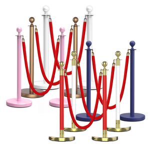 Set di Pali Divisori per Controllo Folla in Acciaio Inox con Tubi Multicolore per Uso Esterno - Product Image 5