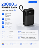 Batterie externe semi-solide 45W haute puissance 20000mAh, chargeur rapide et sûr, chargeur portable pour ordinateur portable, fourniture d'usine, faible MOQ