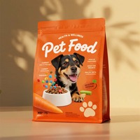 Sacs personnalisés thermoscellables en PE/VMPET/PE pour aliments pour animaux de compagnie, impression personnalisée, fond plat, pour friandises pour chiens et chats