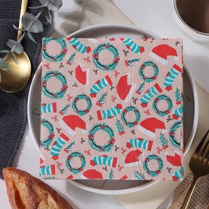 Tùy chỉnh Đảng giấy lá dập in thiết kế màu hồng Cocktail 2ply giáng sinh khăn ăn 33*33 cm 20 sheets/gói - Product Image 5
