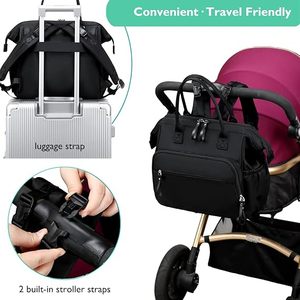 Sac à langer grande capacité pour femme, 14 poches, avec attaches pour poussette, 3 compartiments isothermes, résistant à l'eau, cadeau idéal pour baby shower - Vente Flash - Product Image 5