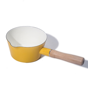 Nhà Máy Bán buôn giá 12cm 15cm sữa sâu men nồi đặt đồ nấu nướng với tay cầm bằng gỗ - Product Image 5