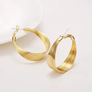 Bijoux Lancui Trendy Huggies Custom Large Aretes Gold Plated Jewelry Chunky Solid Gold Hoop Earrings for Women