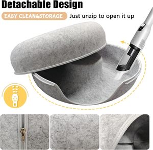 Collapsible Donut <b>Cat</b> Tunnel Bed Anti-Anxiety Felt <b>Cat</b> Cave for Small Dogs Pet Bed with Solid Pattern - Product Image 5