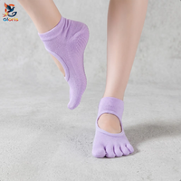 Chaussettes de yoga antidérapantes GLORIS pour femmes - Design à cinq orteils ouverts pour Pilates, Barre, Reformer - Respirantes, anti-odeurs, en acétate