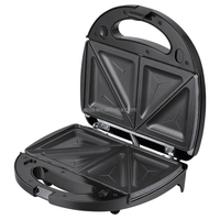 Machine à sandwichs automatique AOJA 5-en-1 2 tranches en acier inoxydable 750W avec gril amovible et plaques triangulaires pour gaufres/beignets