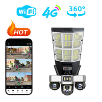 Caméra de sécurité solaire V380 9MP 4G Wifi à 3 objectifs et 3 PTZs, éclairage de rue solaire, caméra solaire à 3 objectifs, 16000mAh, extérieure, IP65, étanche