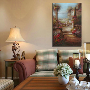 Art 100% peint à la main paysage de jardin toscan peinture océan toile pour la décoration murale de la maison - Product Image 2