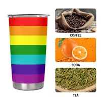 Gobelet isotherme en acier inoxydable de 20 oz, motif arc-en-ciel personnalisé (design à sept bandes), pour les trajets quotidiens en voiture, les pique-niques décontractés en plein air