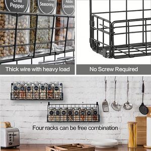 Best 4 Tier Spice Rack Organizer Kitchen Panel Wrought Iron <b>Hanging</b> <b>Wire</b> <b>Basket</b> Cabinet Cupboard Wall Mount Door Spice Storage - Product Image 6