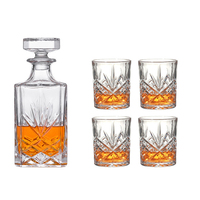Juego de Decantador de Whisky con 4 Vasos de Whisky en Caja de Regalo Premium, Cristal Transparente sin Plomo de Gran Capacidad, Estilo Clásico de 800 ml
