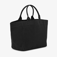 Sac fourre-tout surdimensionné en toile noire pour femme, grand sac de courses quotidien en coton, personnalisable avec logo, pour épicerie et plage, vente en gros