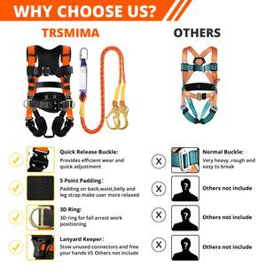 Harnais de sécurité de <span class=keywords><strong>travail</strong></span> durable, absorbant les chocs, pour travaux en hauteur - Product Image 5