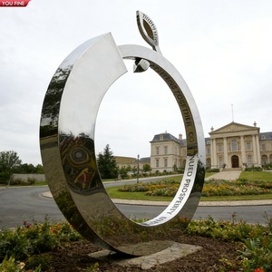 YOUFINE Statue Circulaire Abstraite Personnalisée en Métal Acier Inoxydable Paysage Urbain Contemporain - Product Image 2