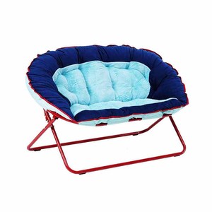 Cozy Indoor Padded <strong>White</strong> Double Seat Half Back Folded <strong>Rocking</strong> Moon <strong>Chair</strong> - Product Image 2