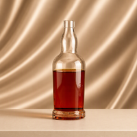 Bouteille en verre super clair de luxe personnalisée avec bouchon en liège pour la vodka, le whisky, les spiritueux, les liqueurs, l'emballage de boissons, les fournitures de distillerie