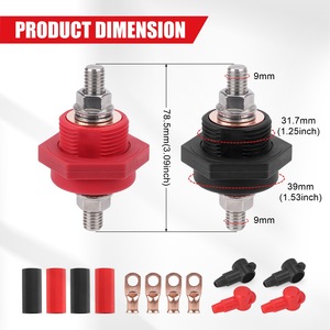 Kit de terminales para batería automotriz, conector de 3/8 pulgadas, aleación de cobre, nailon, rojo, negro, recto, para uso en automóviles - Product Image 5