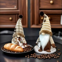 Gnome de café en peluche fait main, écologique et durable, décoration de bar à café, jouet en peluche scandinave Tomte Nisse, style ferme
