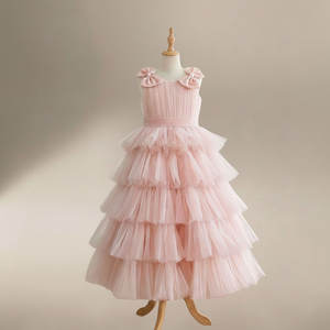 Robe longue en tulle de luxe pour filles de 1 à 12 ans, robe de princesse élégante blanche à volants pour mariage, vente en gros - Product Image 2