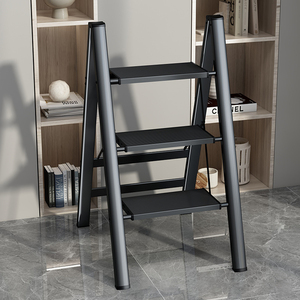Scala Pieghevole Ultra-Sottile in Acciaio Nero Moderno - Sgabello Multifunzionale <span class=keywords><strong>a</strong></span> 2/3/4 Gradini per Casa e Fioriera - Product Image 2