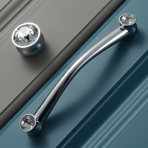 Furniture <b>Handle</b> And Knob Zinc Alloy Bar Crystal Cabinet Wardrobe <b>Door</b> Drawer <b>Pull</b> Minimalist Design Durable - Product Image 3