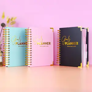 Custom Logo 2025 A5 Spiral Weekly And Monthly Goal Diary Agenda Journal Planner Book Notebook