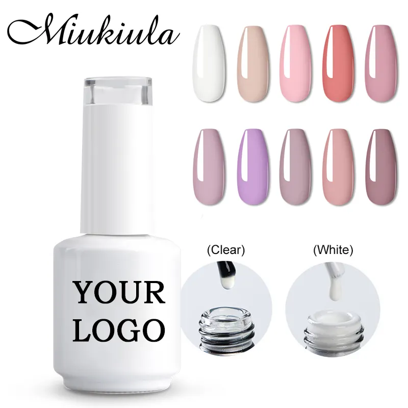 MIUKIULA ยาทาเล็บเจล Uv/led,ขวดแก้ว OEM มี24สีเจลเคลือบฉลากส่วนตัวผลิตภัณฑ์ทำเล็บเจลร้านเสริมสวย