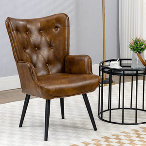 Sillón Moderno de Mediados de Siglo, Cómodo, con Detalles en Cuero, para Sala de Estar, Oficina, Estudio, Dormitorio, Sala de Espera - Product Image 3