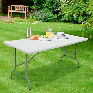 Mesa Plegable Rectangular F200 <span class=keywords><strong>de</strong></span> 200 x 90 cm, Mesa Plegable <span class=keywords><strong>de</strong></span> Plástico Blanca para Exteriores, para Eventos o Bodas - Product Image 3