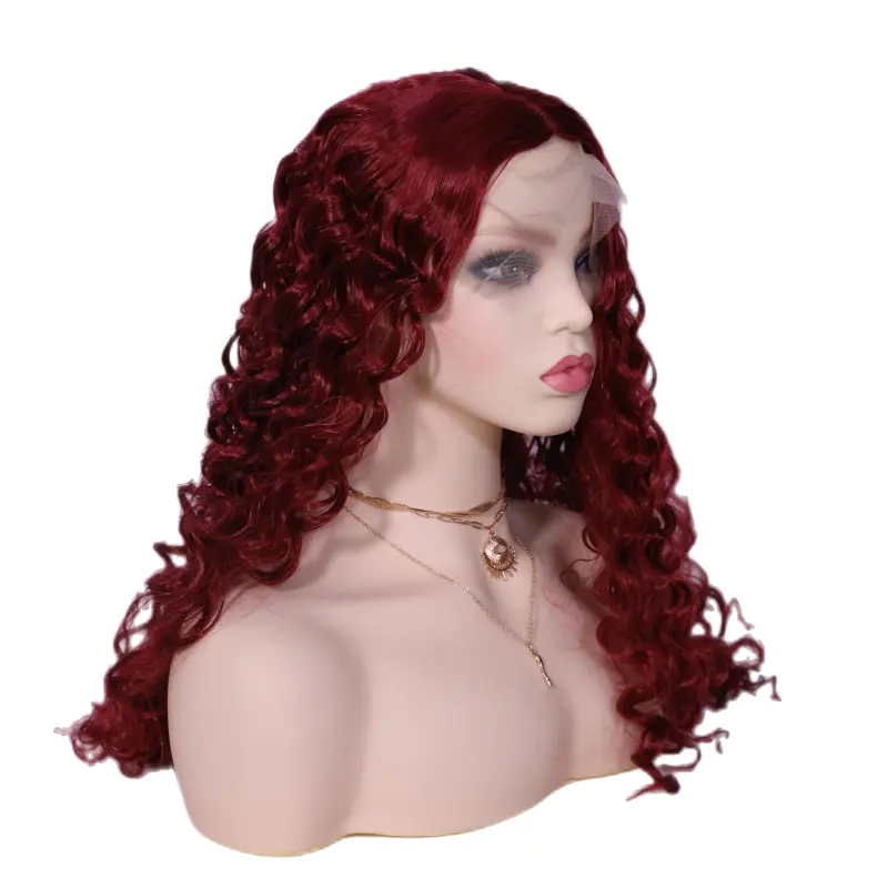 Red Wigs for Women Long Curly Burgundy wig Synthetic Heat Resistant Natural Middle Part Hair Wig for Daily Party Cosplay