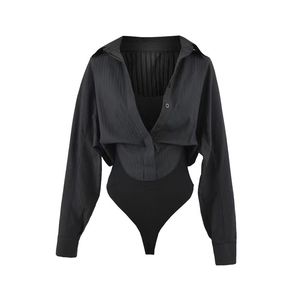 Fashionable Casual Solid Color Breathable Jersey Two-piece Shirt Pajamas Vest Bodysuit - Product Image 2