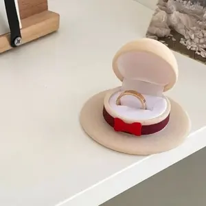 Caja de Anillos con Forma de Sombrero de Vaquero, Redonda, para Exhibición de Joyería, Estuche de Almacenamiento, Embalaje para Regalo Sorpresa, Nueva - Product Image 5