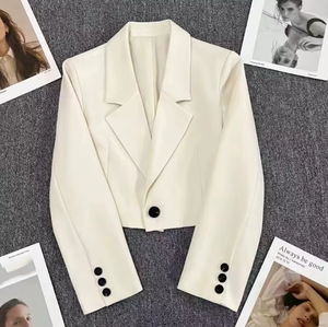 Annshine Groothandel Vintage V-hals Dames Enkelknoops Korte Blazers Vrouwen Mode Jas Pak <span class=keywords><strong>Blazer</strong></span> - Product Image 6
