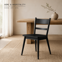 Chaise de salle à manger en chêne massif, dossier en échelle, finition mate à base d'eau, mobilier OEM ODM pour la maison, le café et l'hôtel