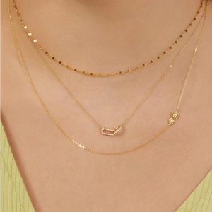 Collar de plata de ley S925, colgante geométrico entrelazado chapado en oro de 14 quilates, cadena de clavícula <span class=keywords><strong>Simple</strong></span> para mujer, regalos de joyería de boda - Product Image 4