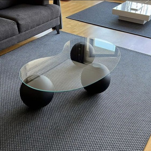 Mesa de Centro Minimalista de Vidrio Templado Estilo Crema, Mueble Multifuncional para Apartamentos Pequeños y Salas de Estar - Product Image 1