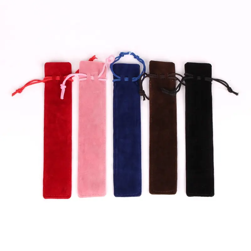Popüler toptan renkli özel Logo küçük hediye takı saat gözlük kalem toz paketleme süet kadife büzme ipli kese çanta