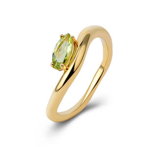 रोमांटिक रेट्रो गहने 925 मार्क्विज़ प्राकृतिक रत्न पेरीडोट पंजा ने वर्षगांठ उपहार के लिए ठीक अंगूठी - Product Image 6